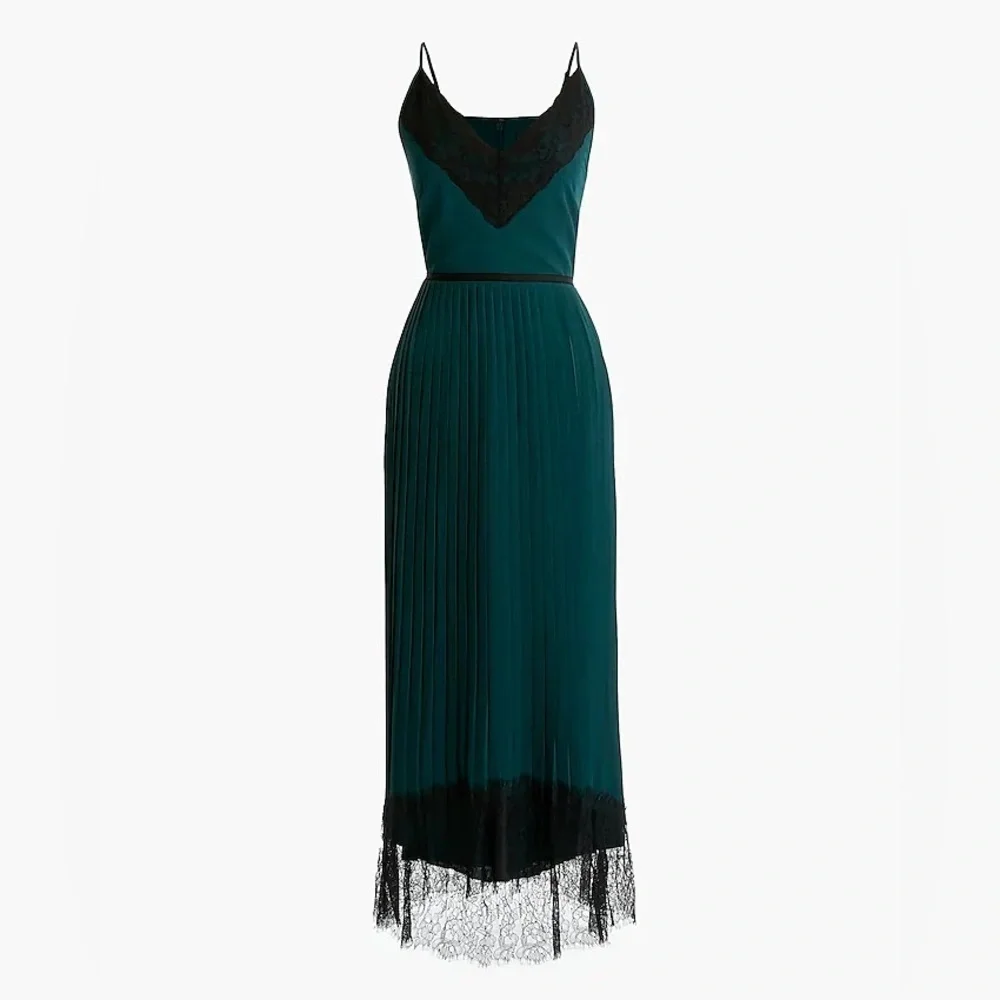 J. Crew Pleated Lace Trim Dress